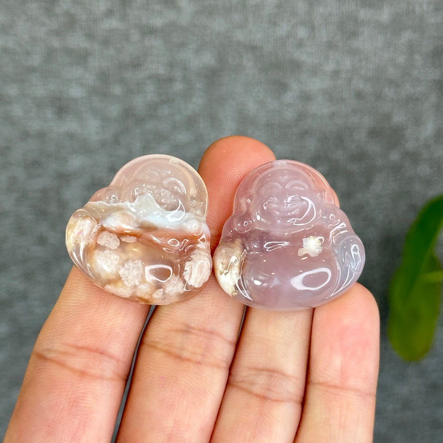 Natural Floral Agate Buddha Charm