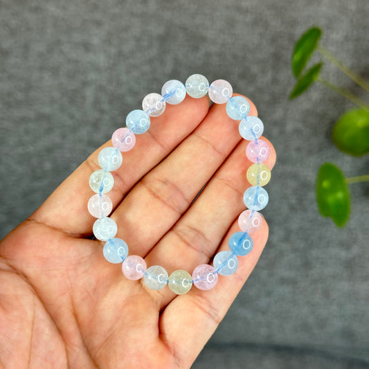 Natural Translucent Beryl-Morganite Bracelet Size 8 mm