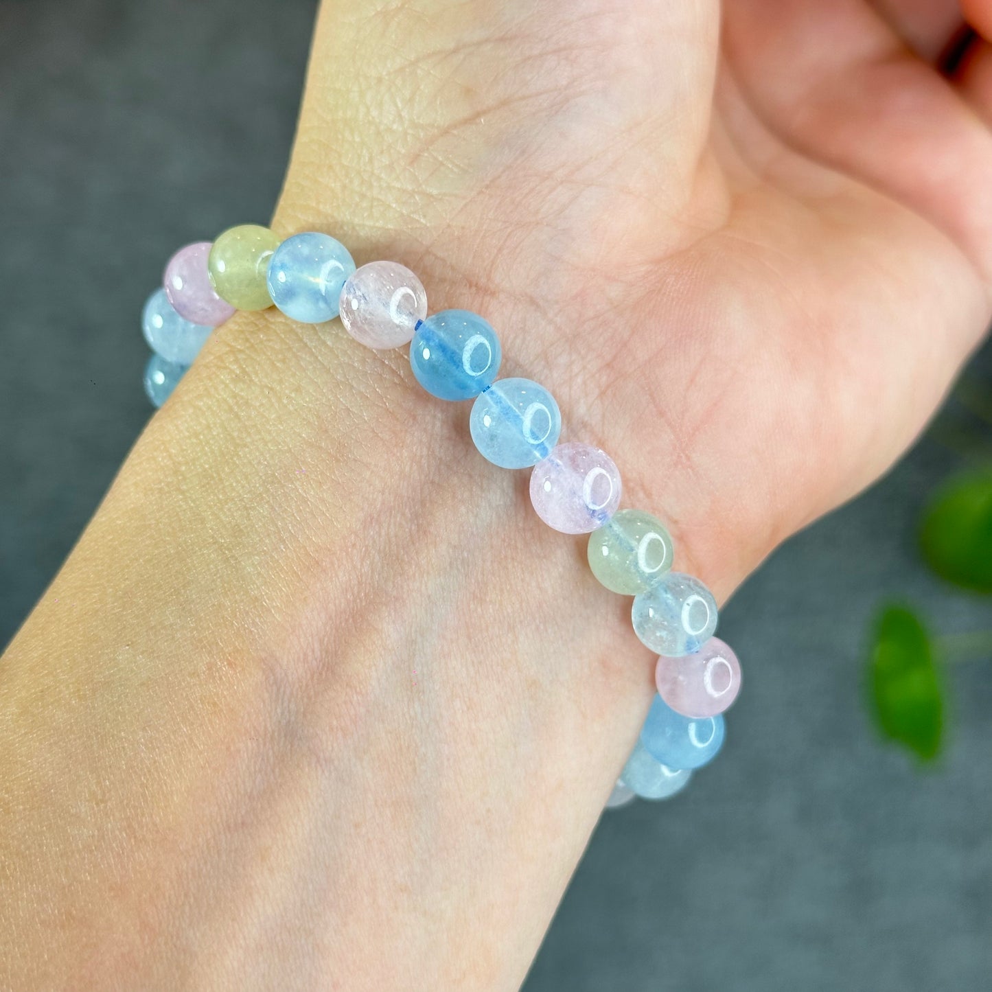 Natural Translucent Beryl-Morganite Bracelet Size 8 mm