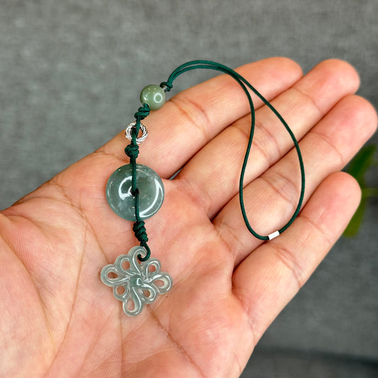 Natural Water Green Semi Translucent Natural Jadeite Jade Hanging Accessory