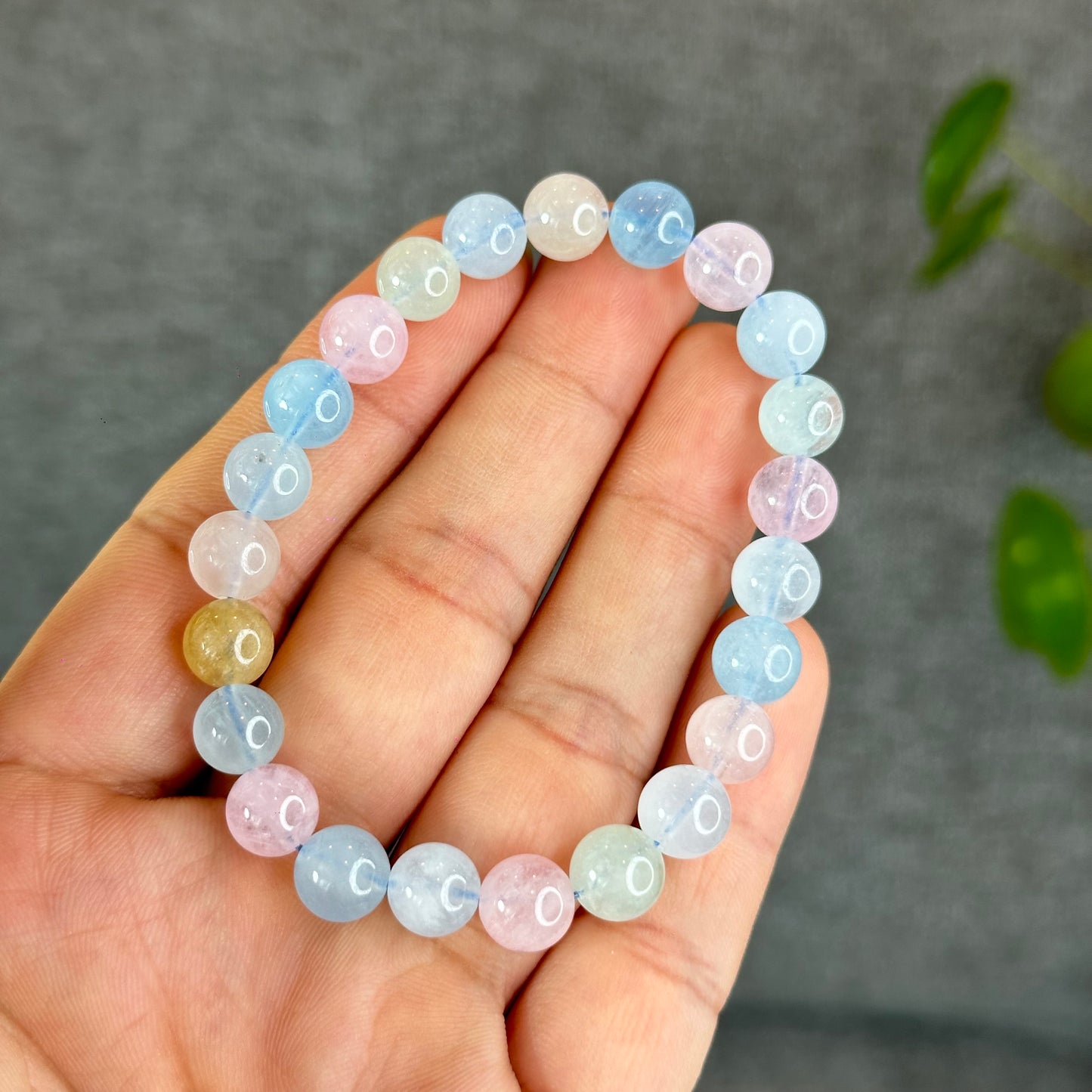 Natural Beryl-Morganite Bracelet Size 8 mm