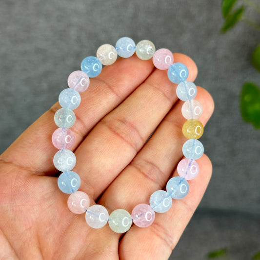 Natural Beryl-Morganite Bracelet Size 8 mm