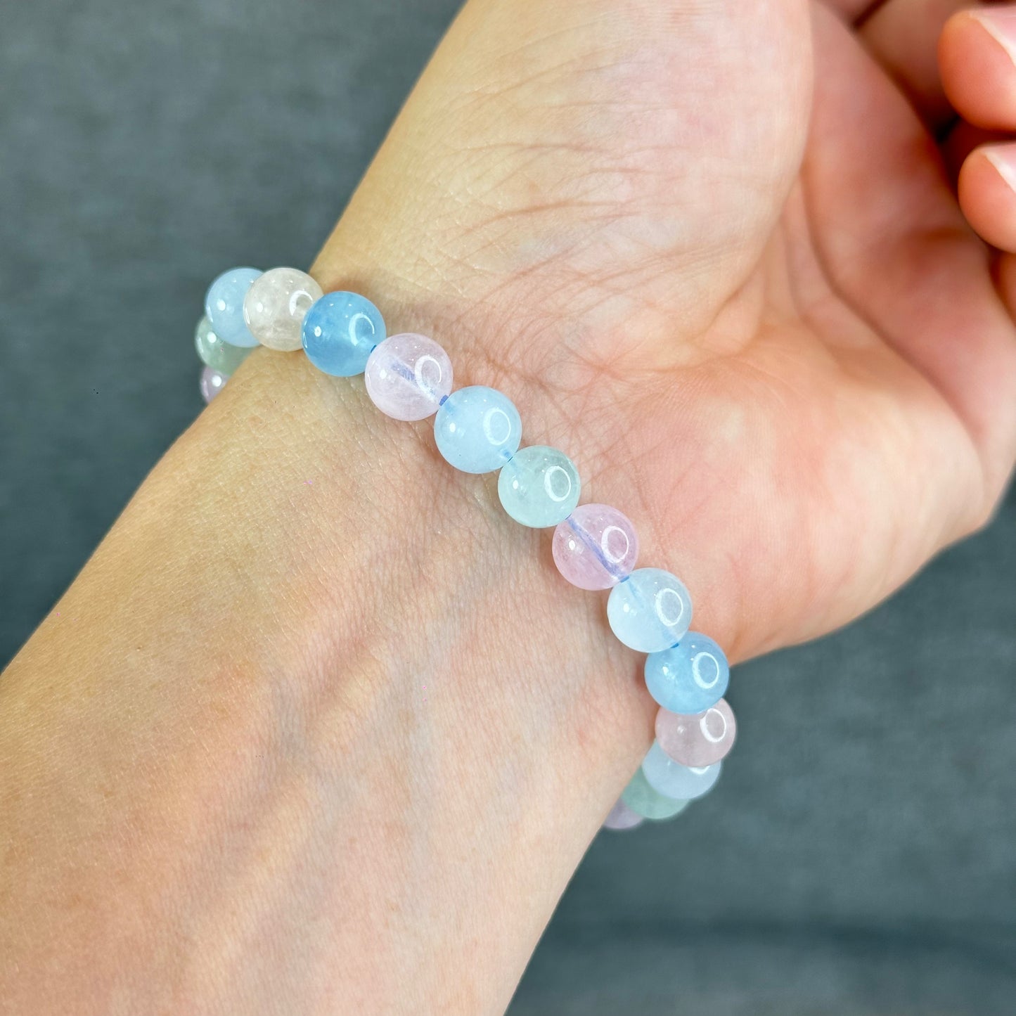 Natural Beryl-Morganite Bracelet Size 8 mm