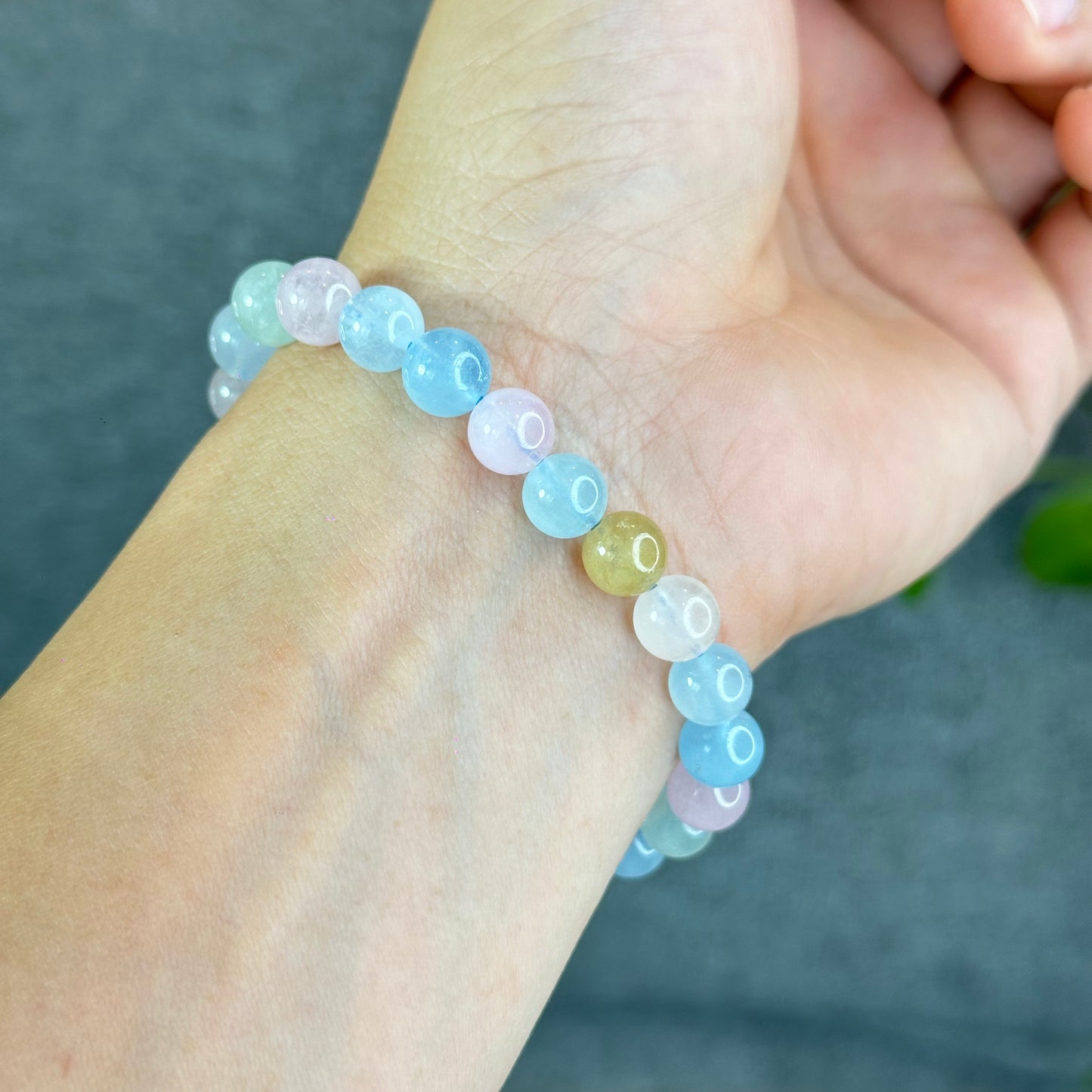 Natural Beryl-Morganite Bracelet Size 8 mm