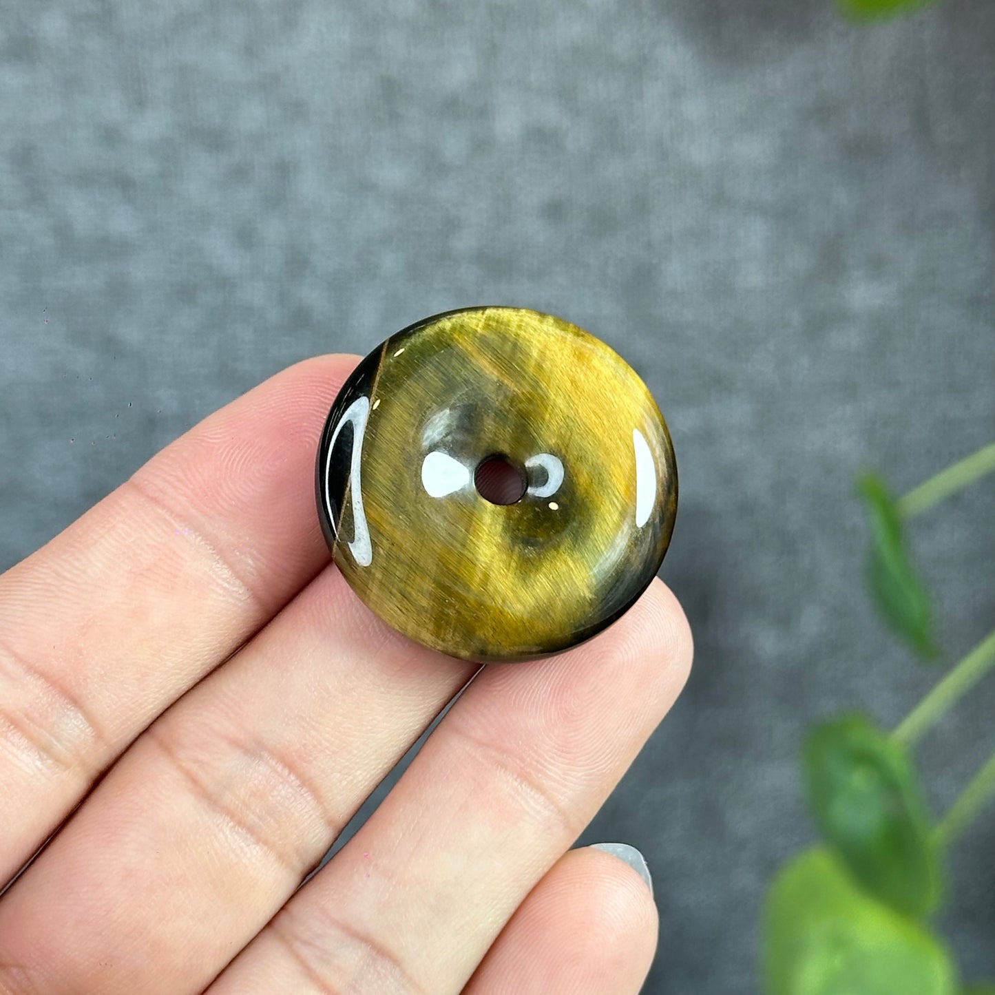 Natural Tiger Eye Donut- Dong Dieu Pendant