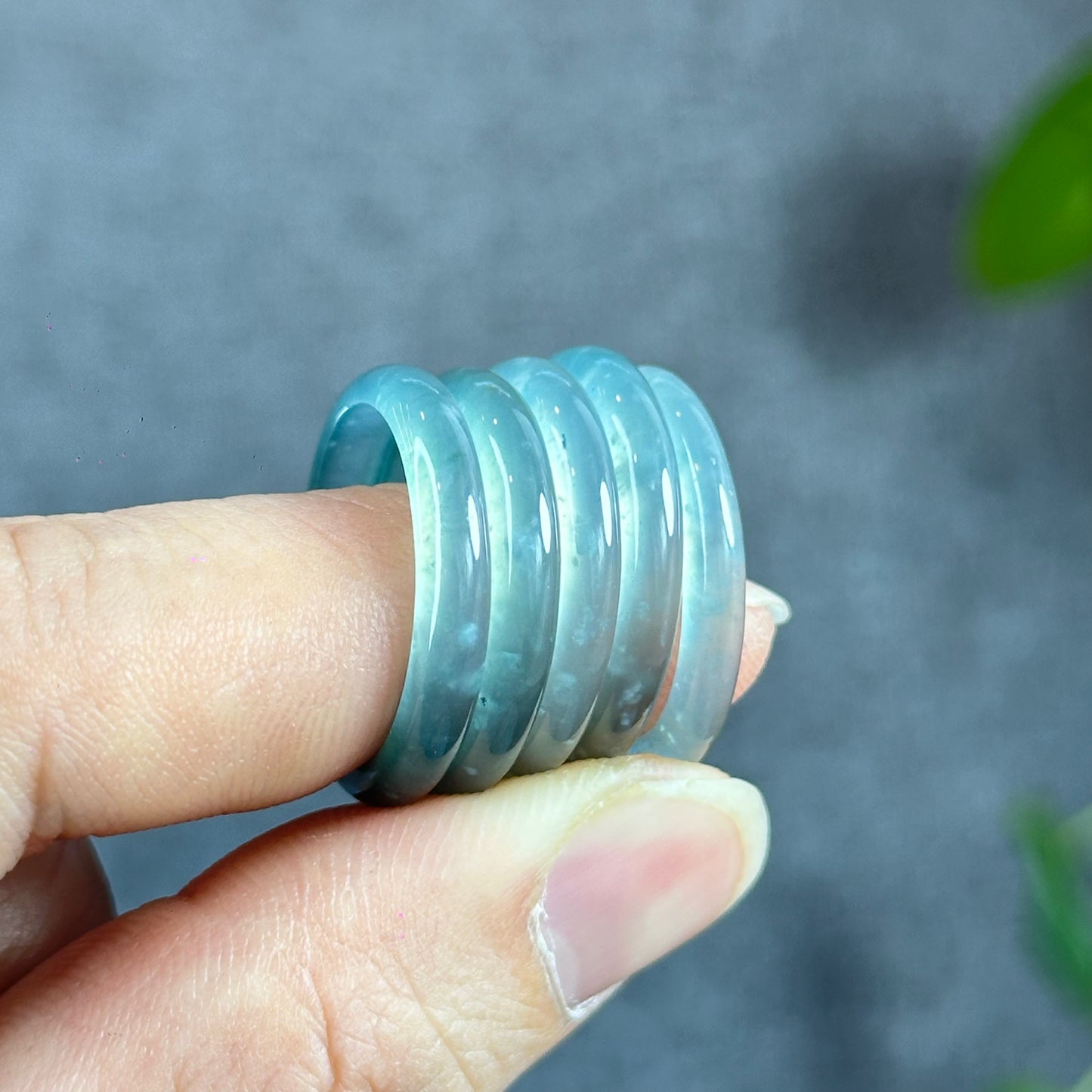 Natural Icy Translucent Water Green Natural Jadeite Jade VIP Ring Size 1.92