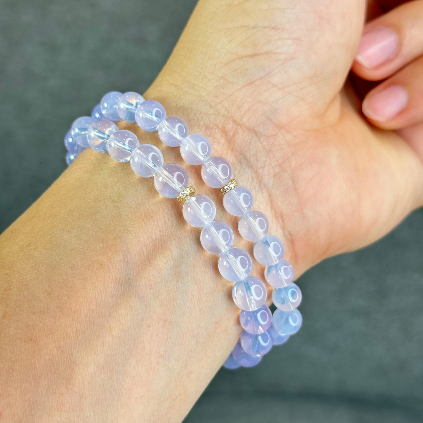 Natural Lavendar Moon Quartz Bracelet Size 7 mm