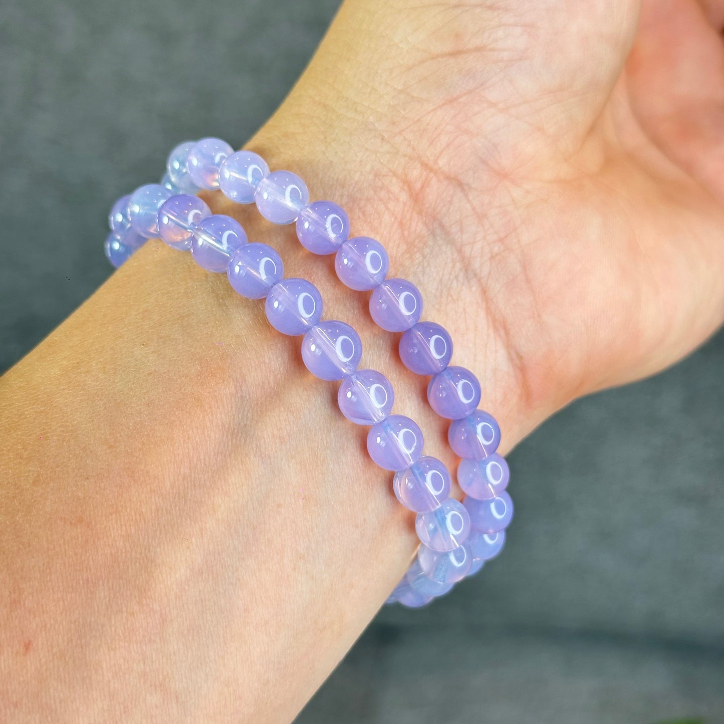 Natural Lavendar Moon Quartz Bracelet Size 7 mm