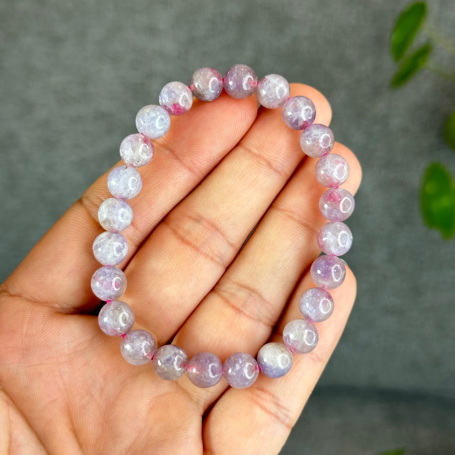 Natural Unicorn Pink Tourmaline with Lepidolite Bracelet