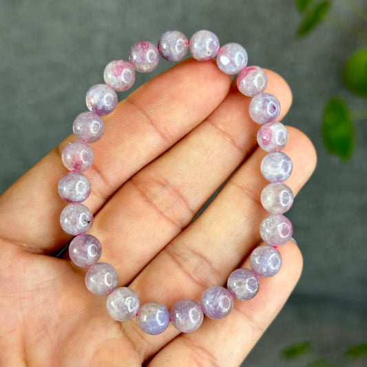Natural Unicorn Pink Tourmaline with Lepidolite Bracelet