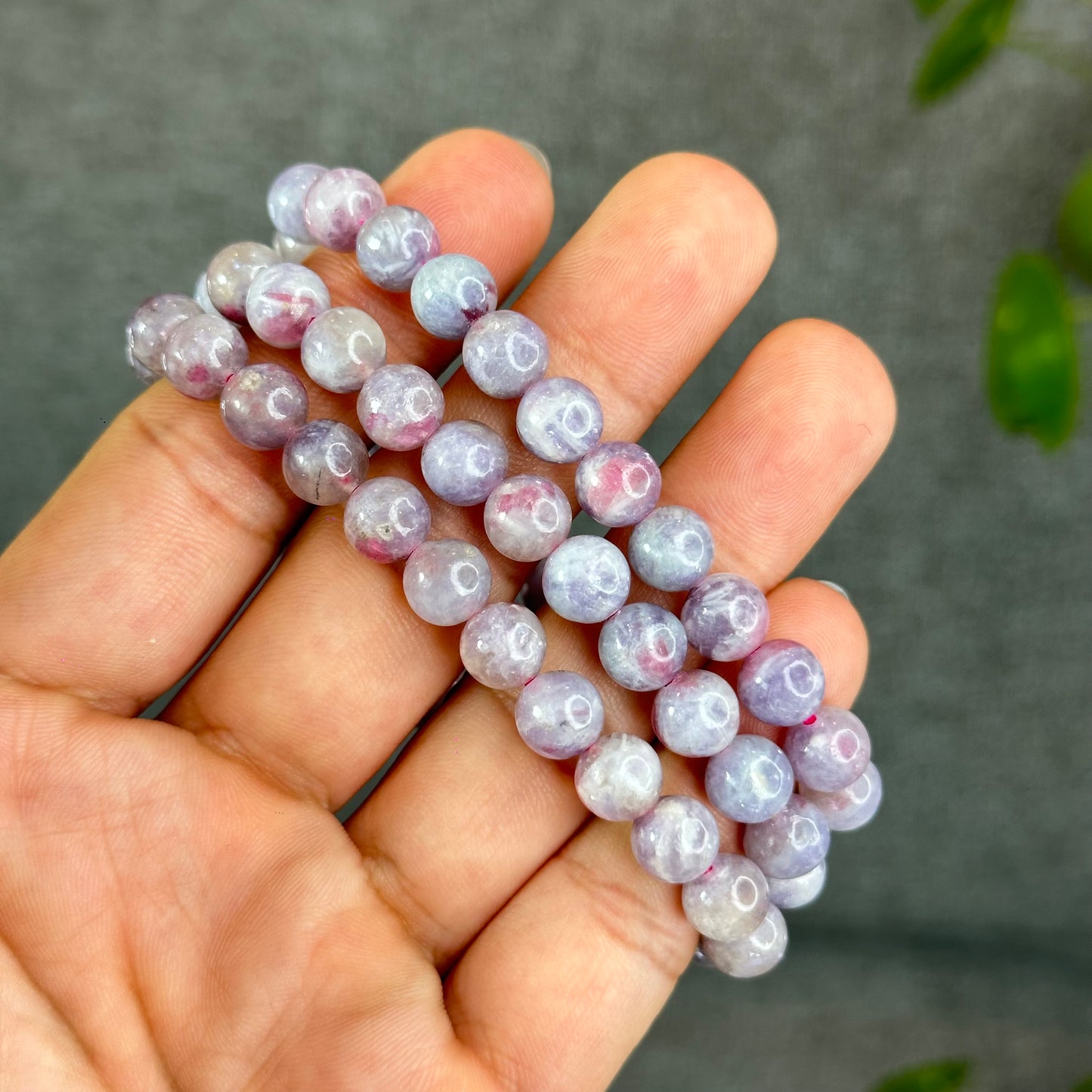 Natural Unicorn Pink Tourmaline with Lepidolite Bracelet