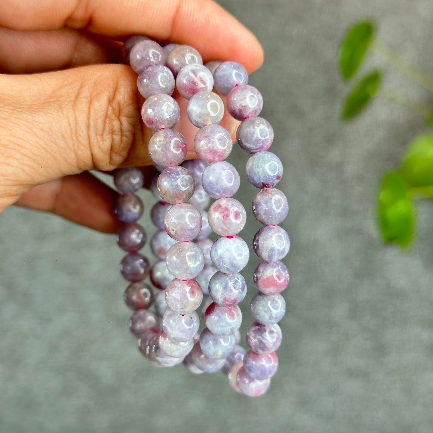 Natural Unicorn Pink Tourmaline with Lepidolite Bracelet