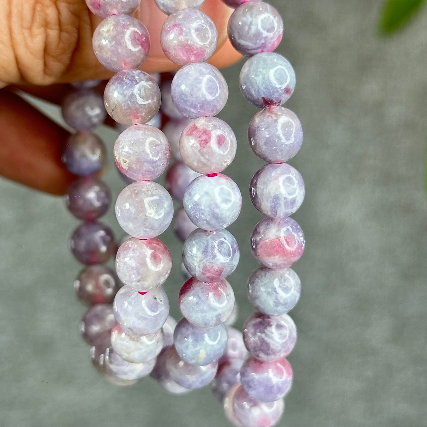 Natural Unicorn Pink Tourmaline with Lepidolite Bracelet