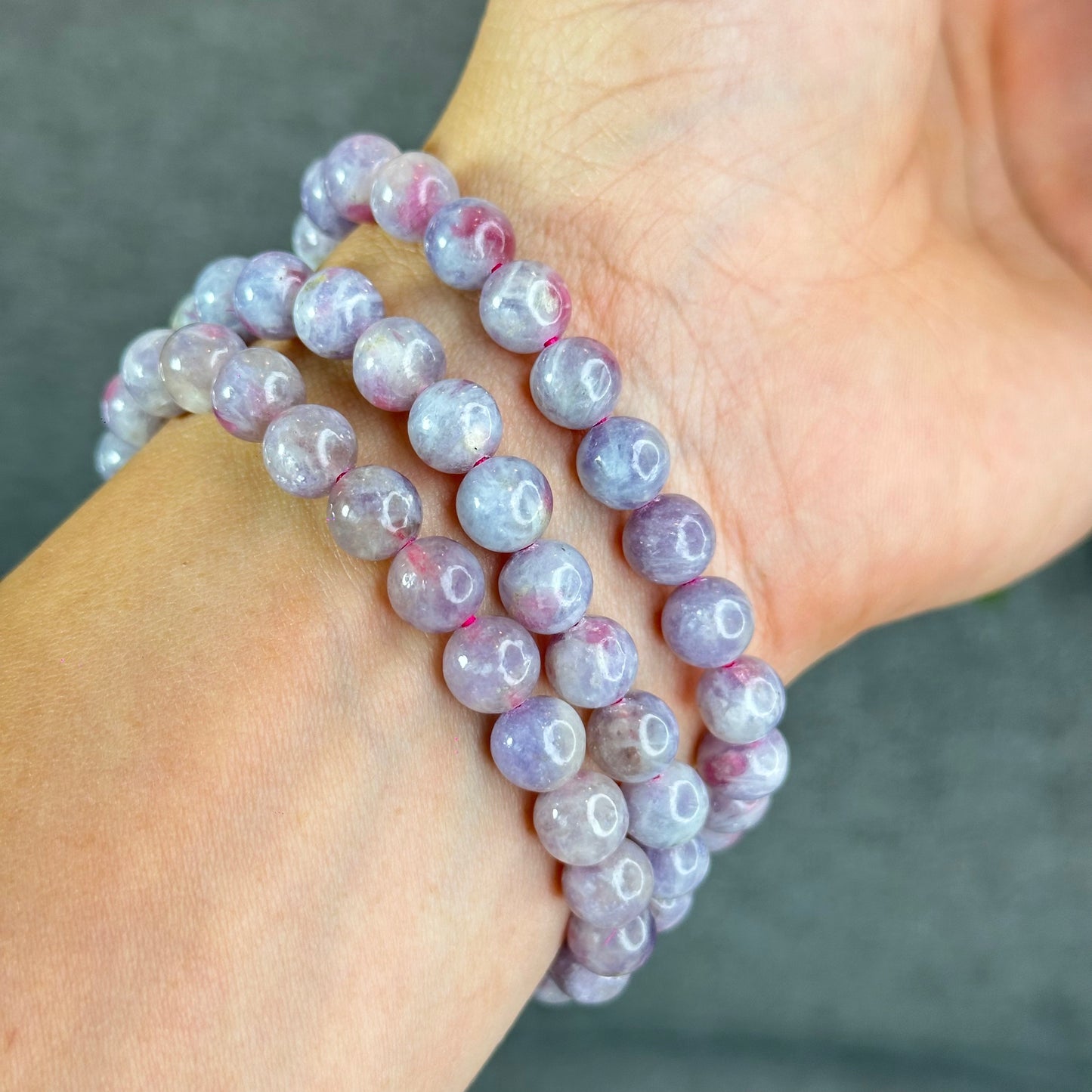Natural Unicorn Pink Tourmaline with Lepidolite Bracelet