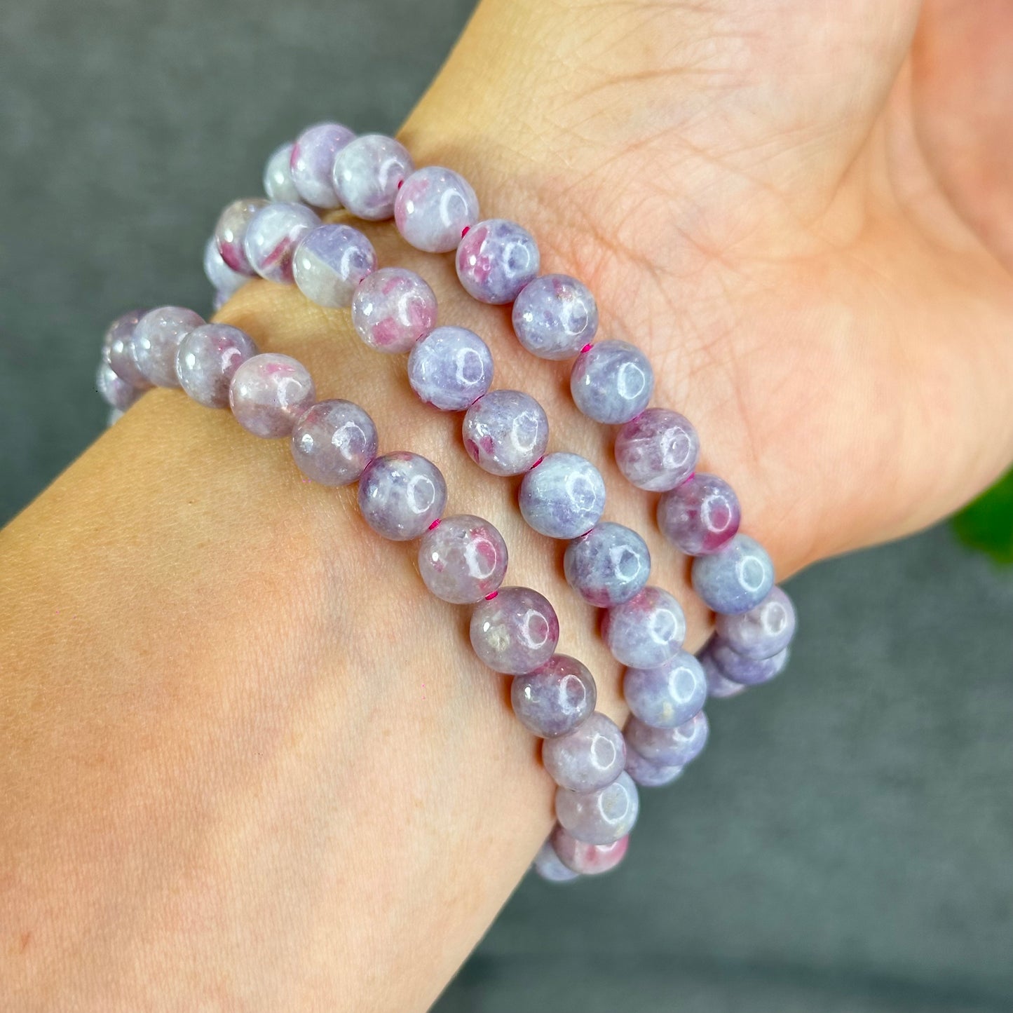 Natural Unicorn Pink Tourmaline with Lepidolite Bracelet