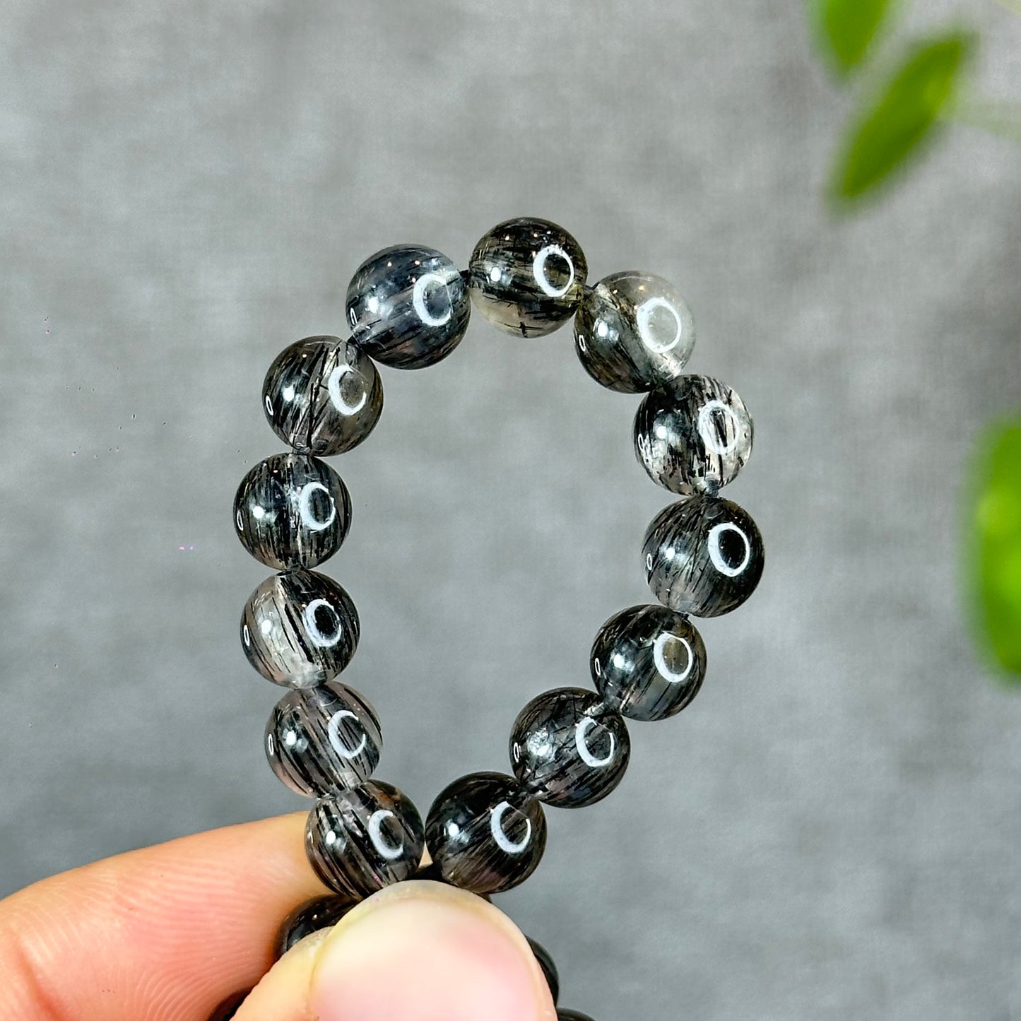 Natural Black Rutilated Quartz Bracelet Size 7 mm