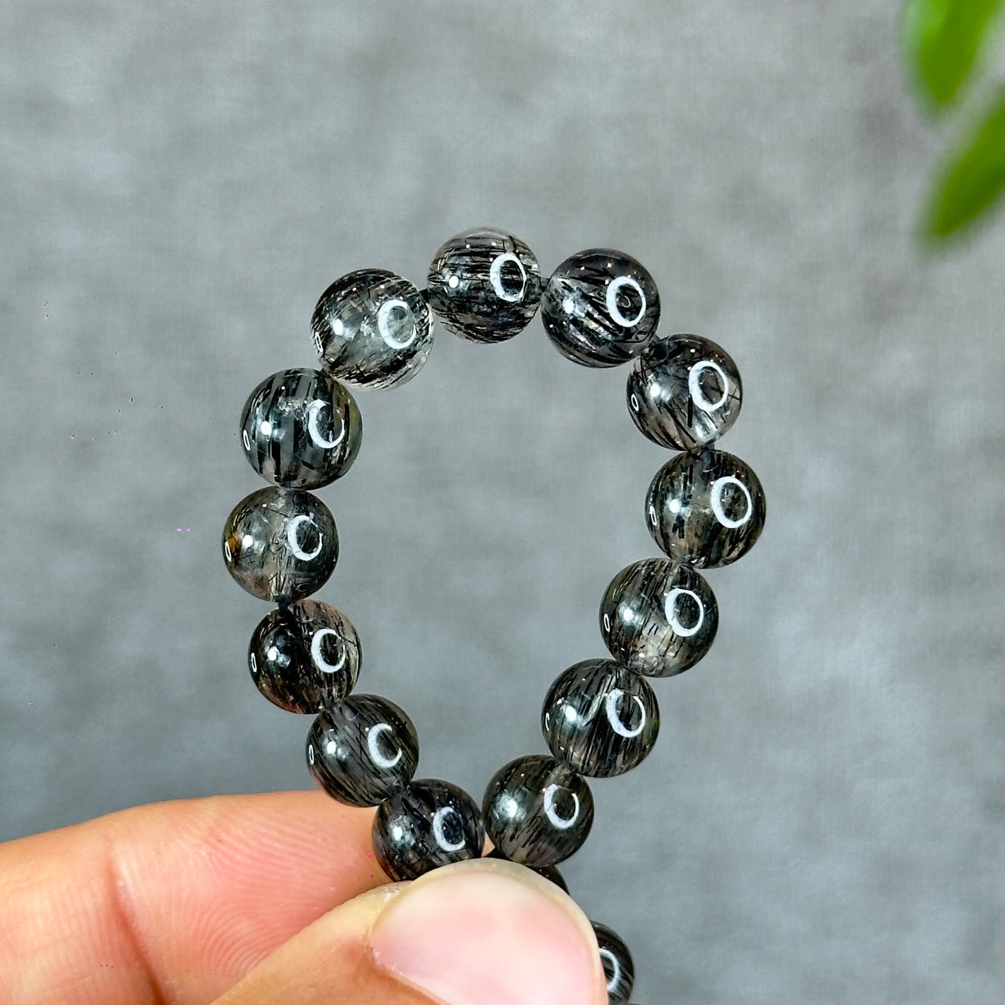 Natural Black Rutilated Quartz Bracelet Size 7 mm
