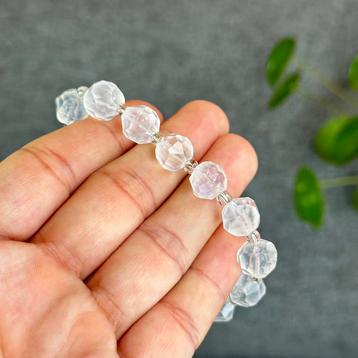 Natural Faceted Moonstone Bracelet Size 10 mm