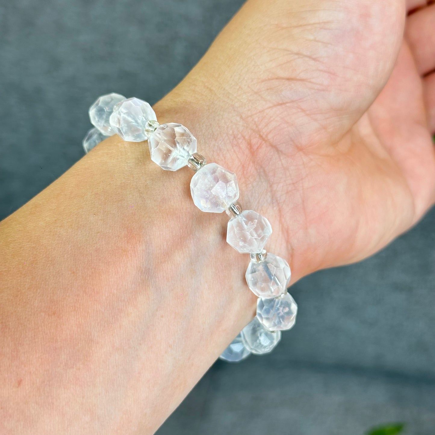Natural Faceted Moonstone Bracelet Size 10 mm