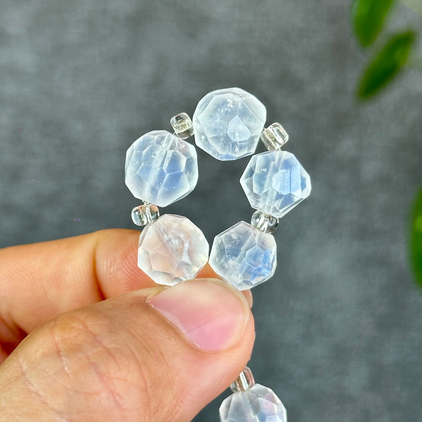 Natural Faceted Moonstone Bracelet Size 10 mm