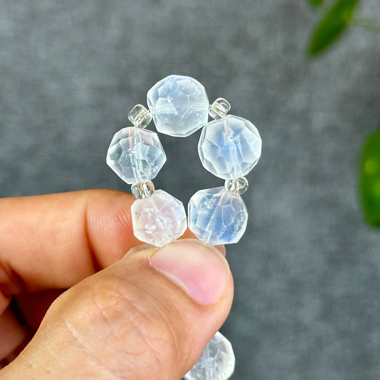 Natural Faceted Moonstone Bracelet Size 10 mm