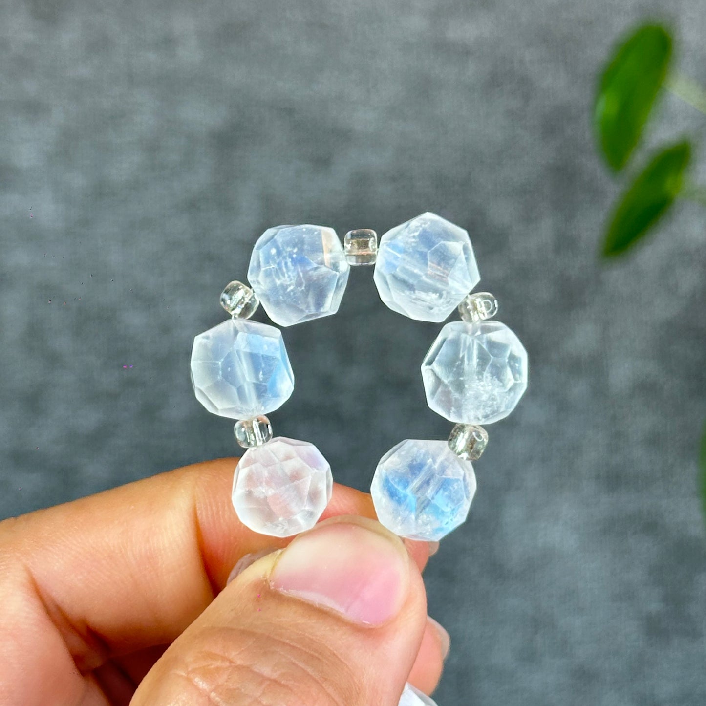 Natural Faceted Moonstone Bracelet Size 10 mm