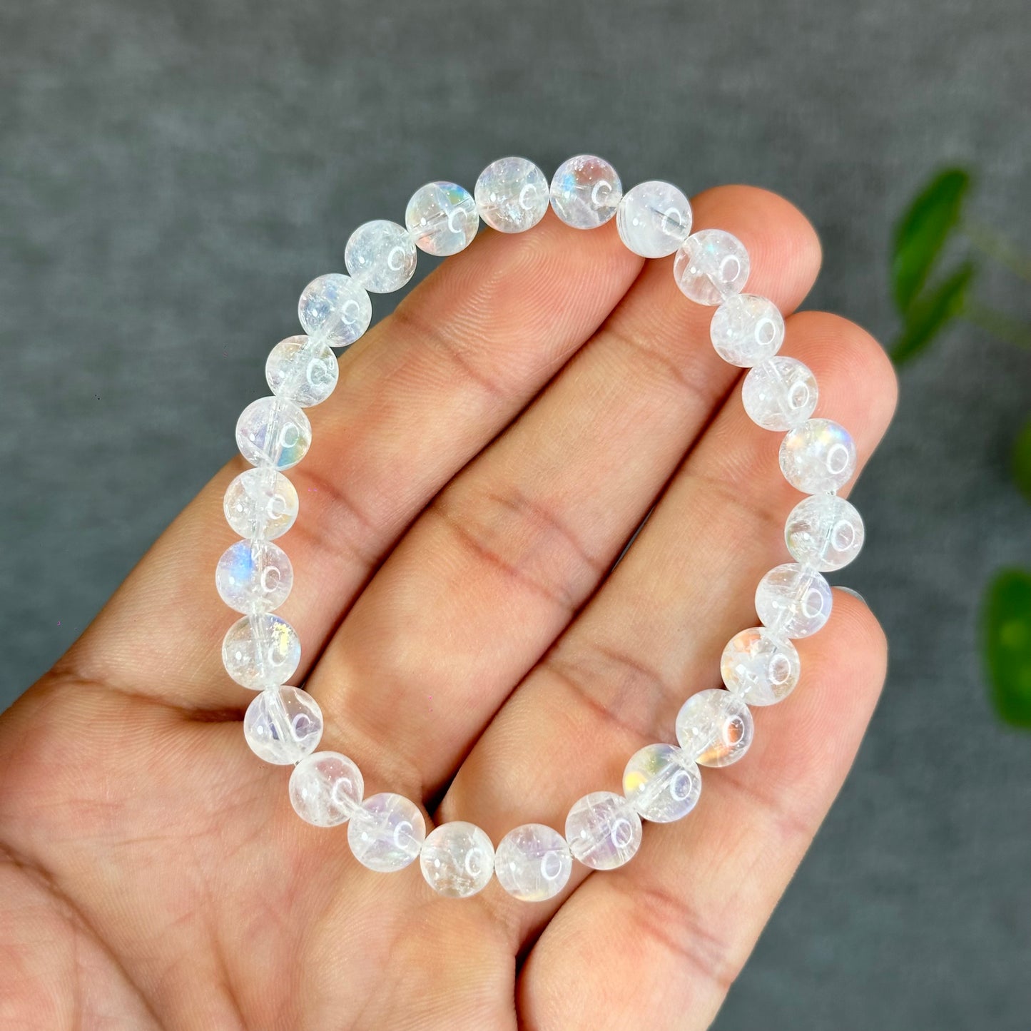 Natural Rainbow Moonstone Bracelet Size 7 mm