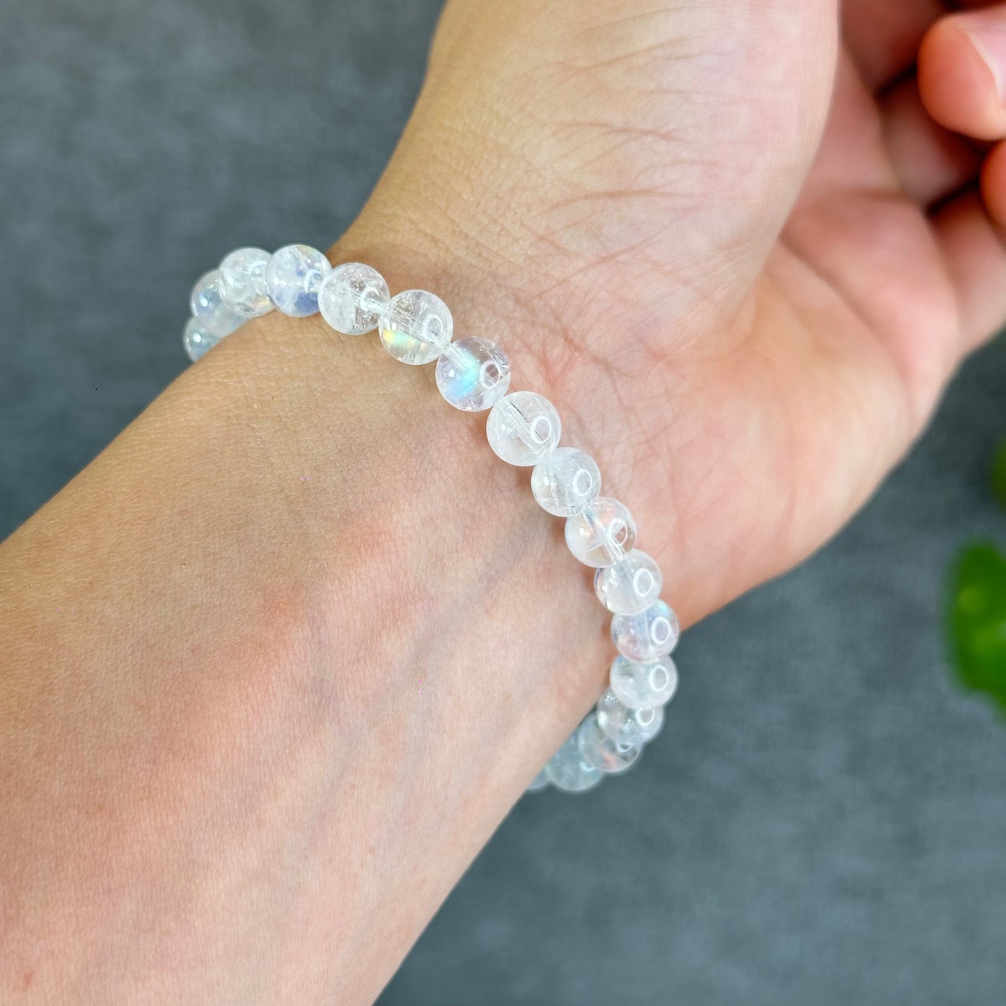 Natural Rainbow Moonstone Bracelet Size 7 mm