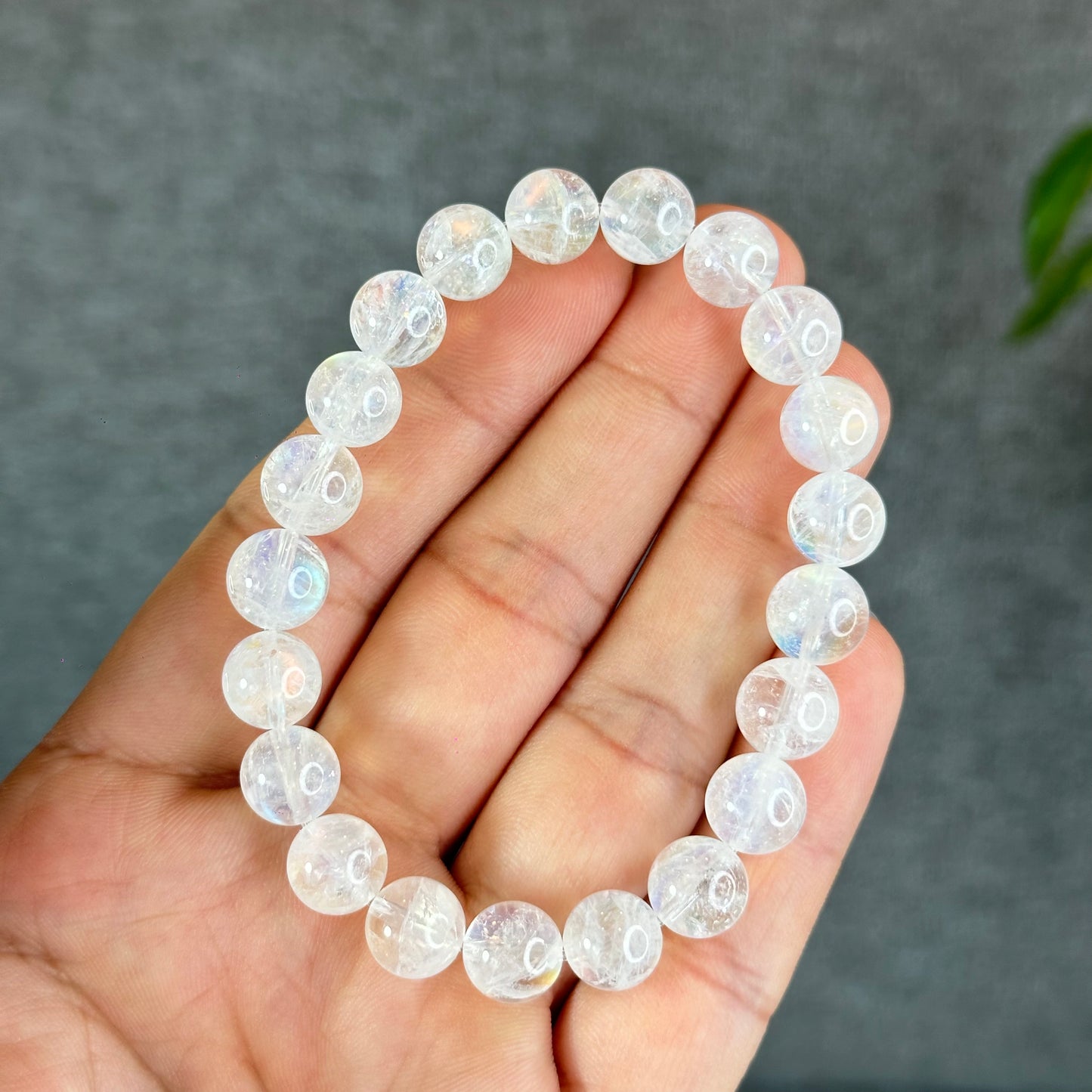 Natural Rainbow Moonstone Bracelet Size 9.5 mm