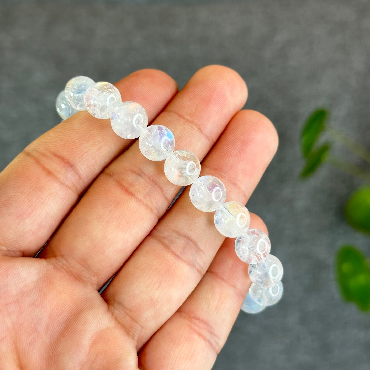Natural Rainbow Moonstone Bracelet Size 9.5 mm