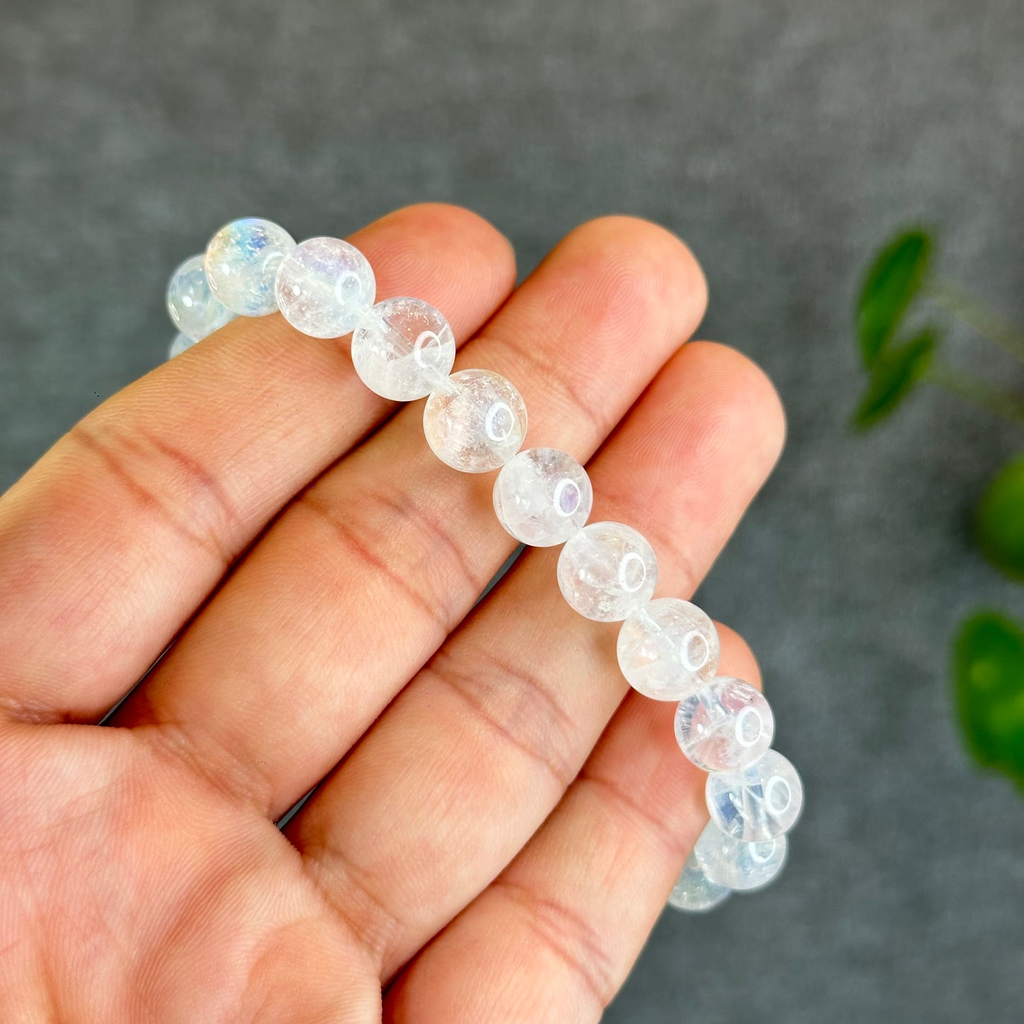 Natural Rainbow Moonstone Bracelet Size 9.5 mm