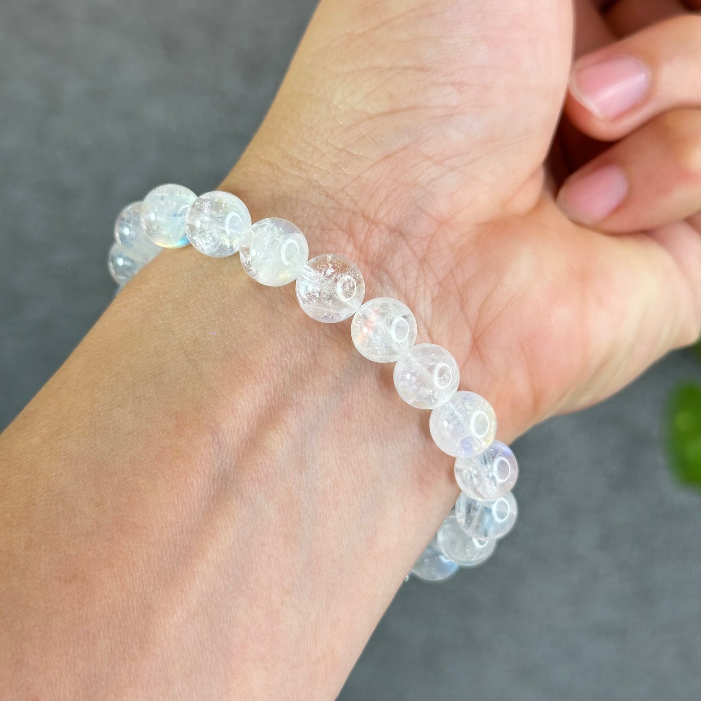 Natural Rainbow Moonstone Bracelet Size 9.5 mm