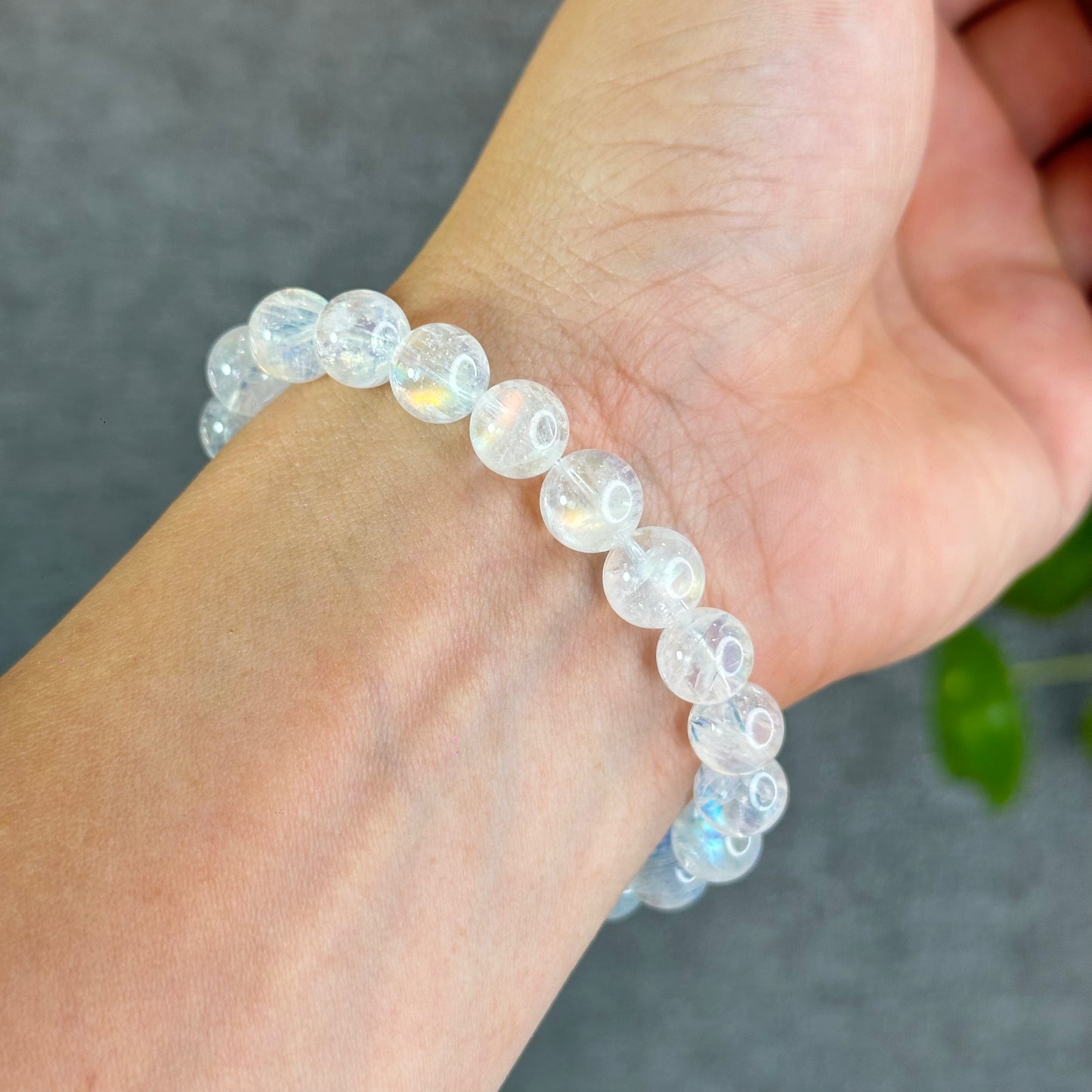Natural Rainbow Moonstone Bracelet Size 9.5 mm
