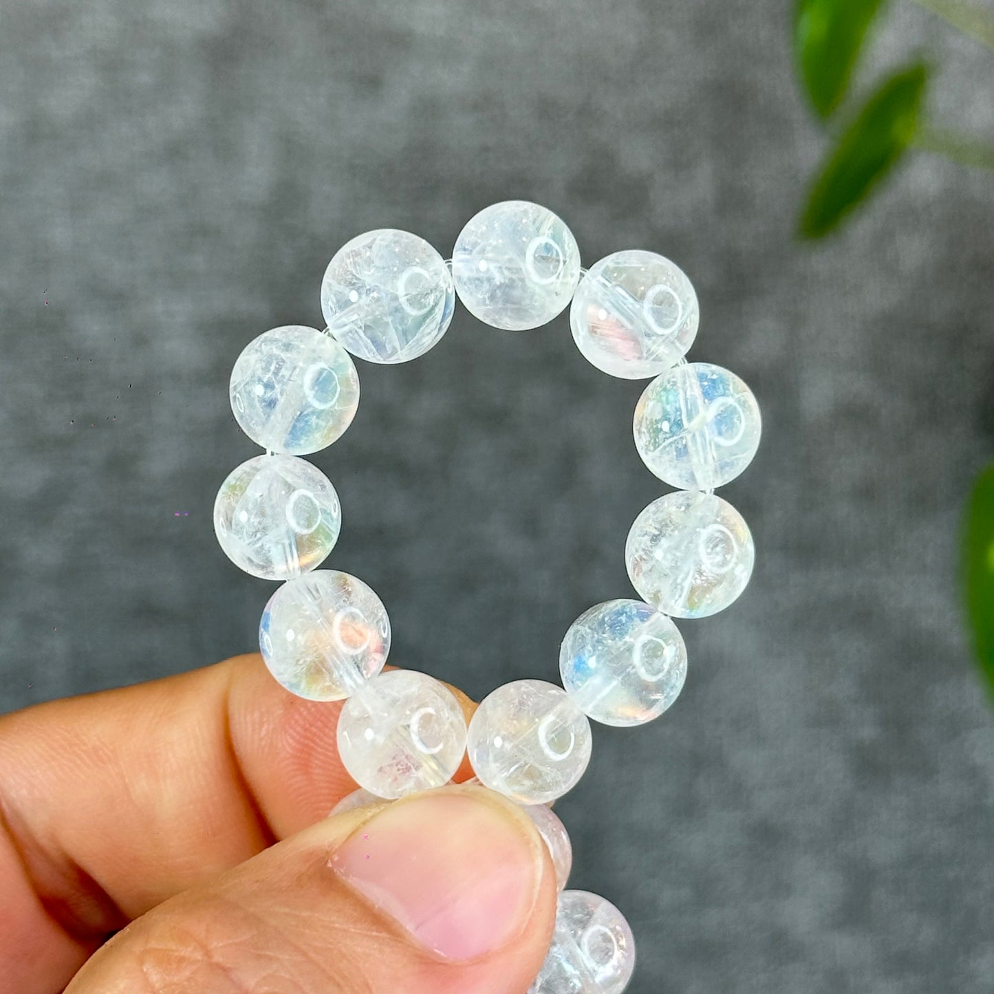 Natural Rainbow Moonstone Bracelet Size 9.5 mm