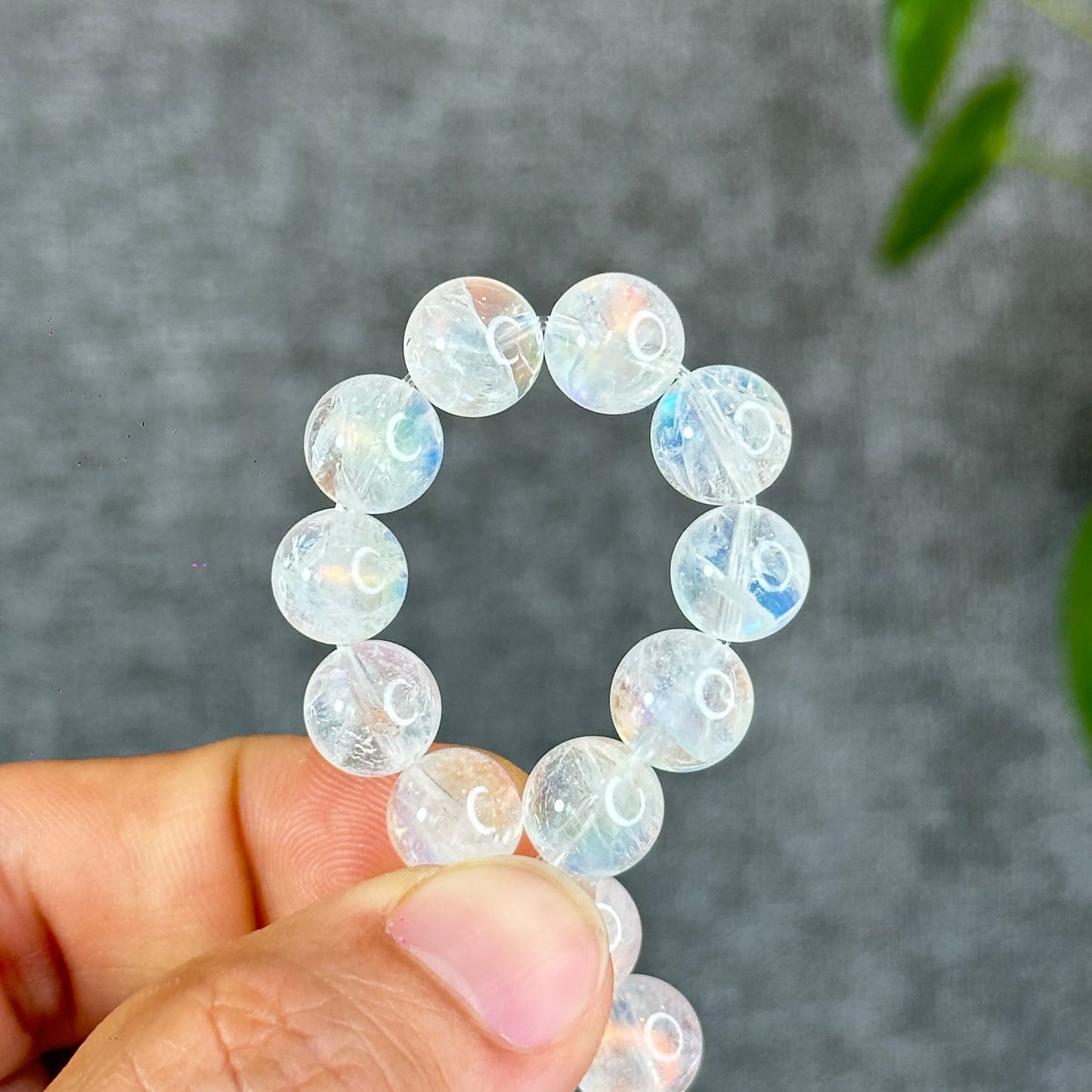 Natural Rainbow Moonstone Bracelet Size 9.5 mm