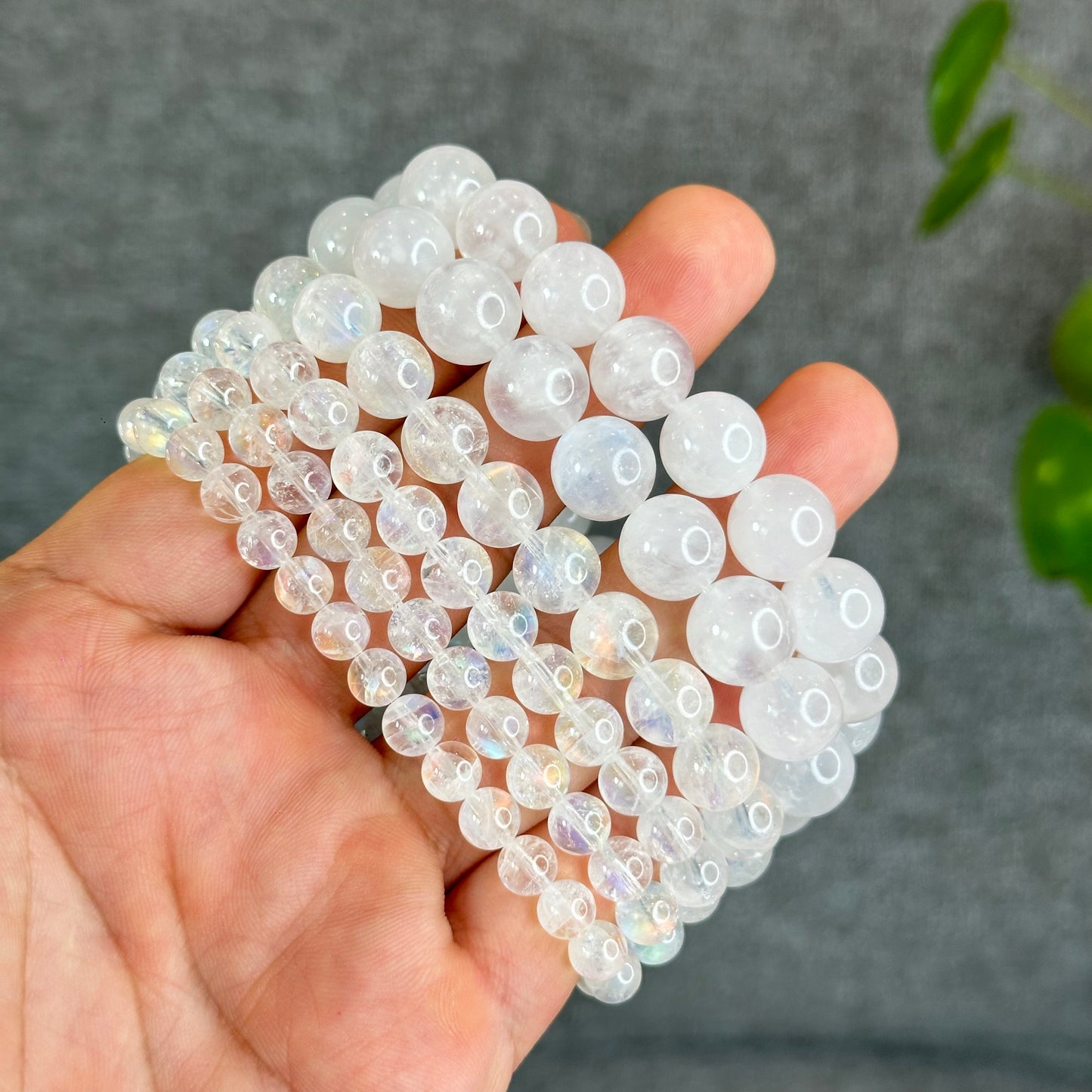 Natural Rainbow Moonstone Bracelet Size 7 mm