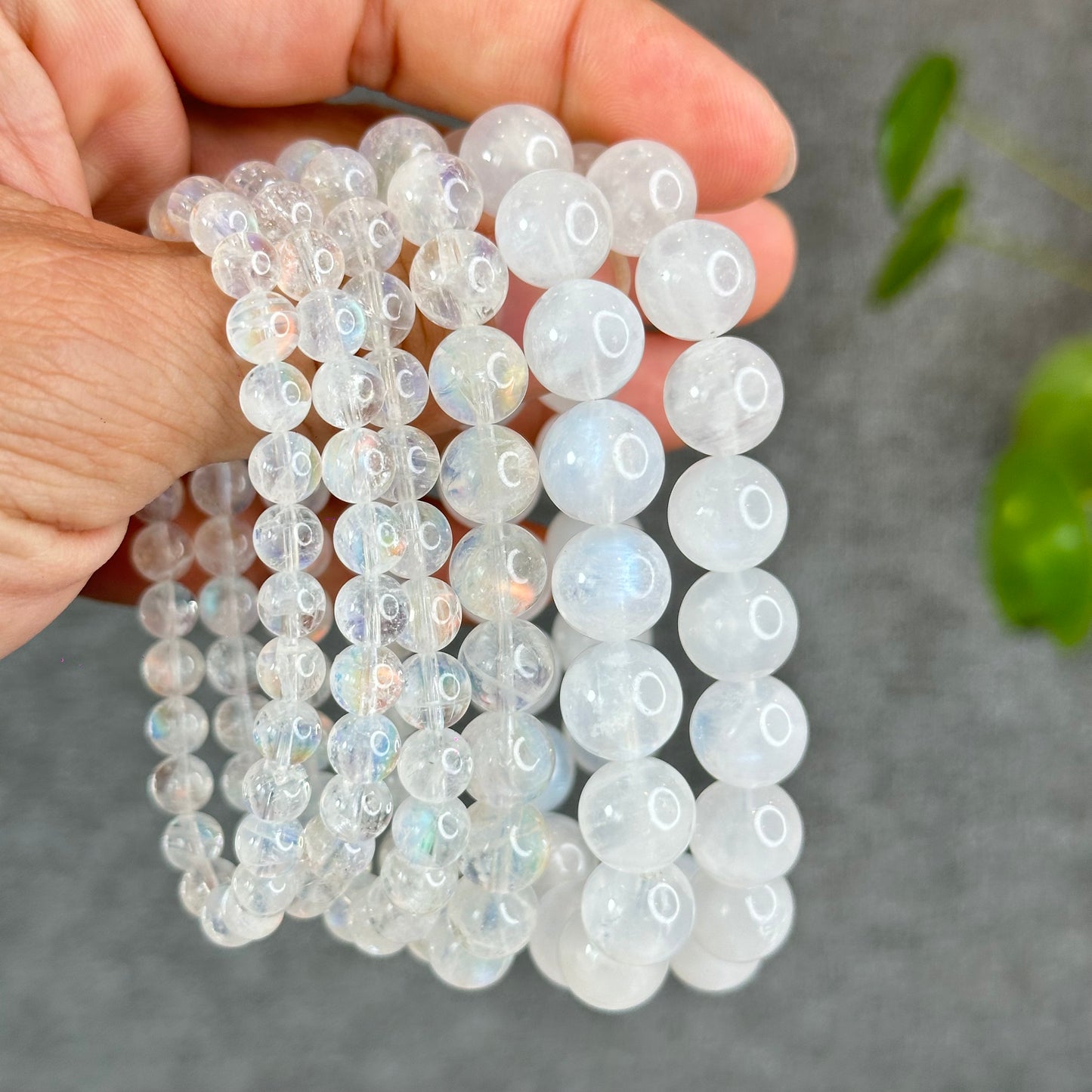Natural Rainbow Moonstone Bracelet Size 7 mm