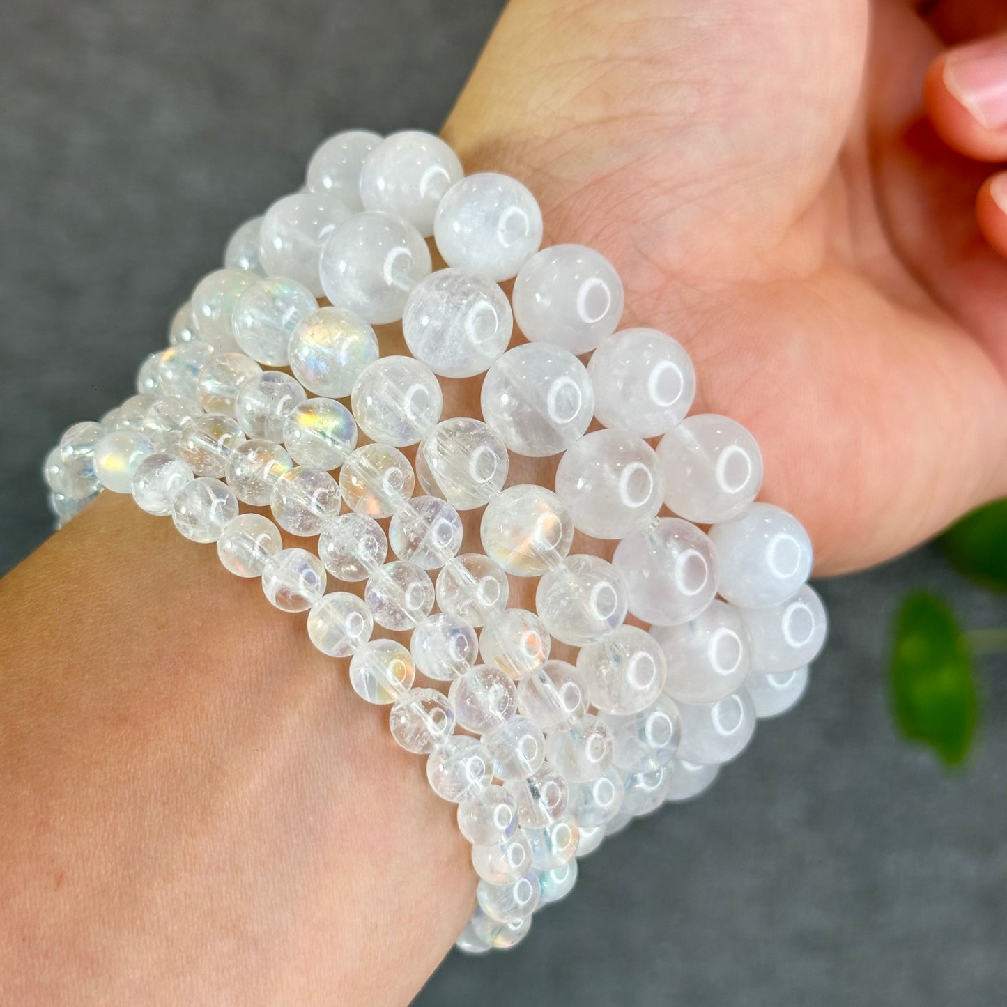 Natural Rainbow Moonstone Bracelet Size 7 mm