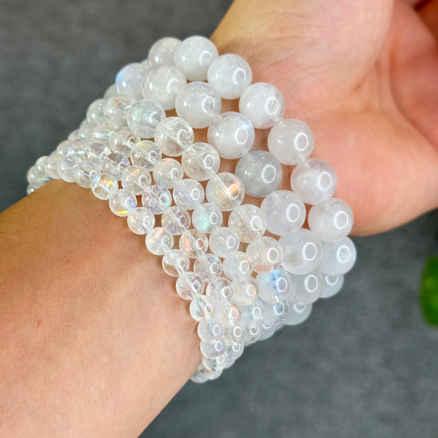 Natural Rainbow Moonstone Bracelet Size 6 mm