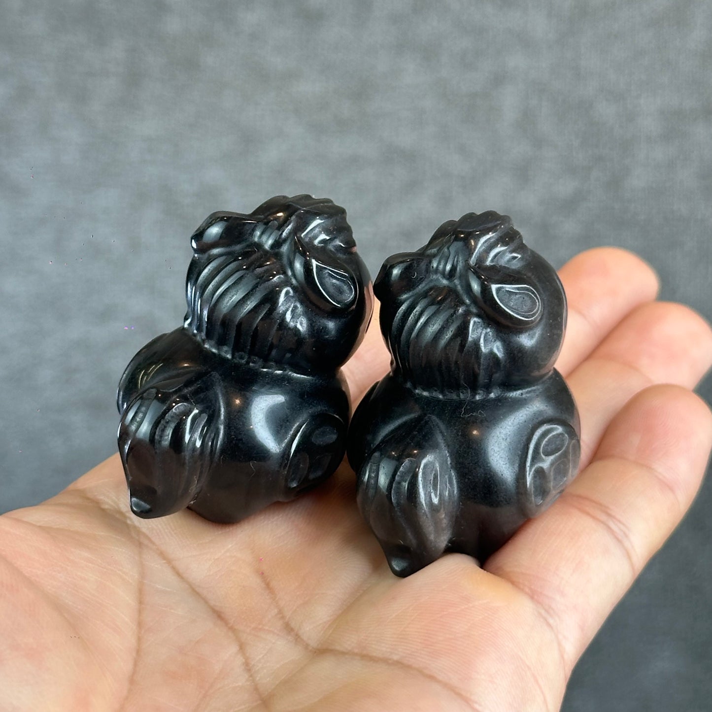 Natural Silver Obsidian Luck Horse Figurine