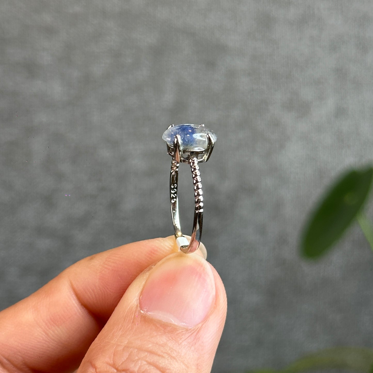 Oval Natural Dumortierite Ring in Silver Setting
