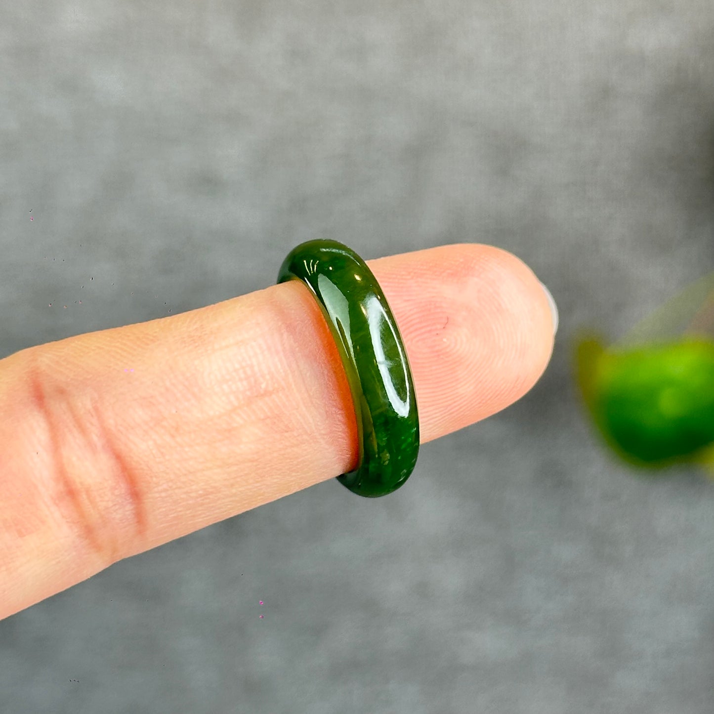 Natural Floating Flower Nephrite Jade VIP Ring Leaf Style Size 1.75