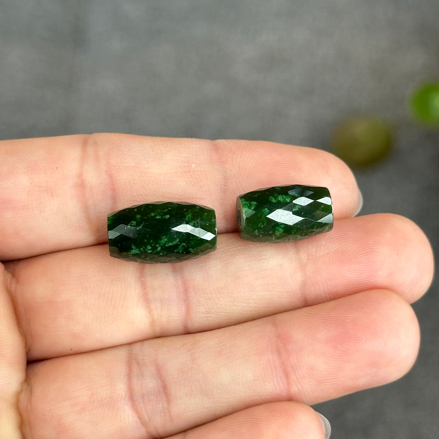 Natural Nephrite Jade Faceted Lu Thong Charm size 9.5 mm