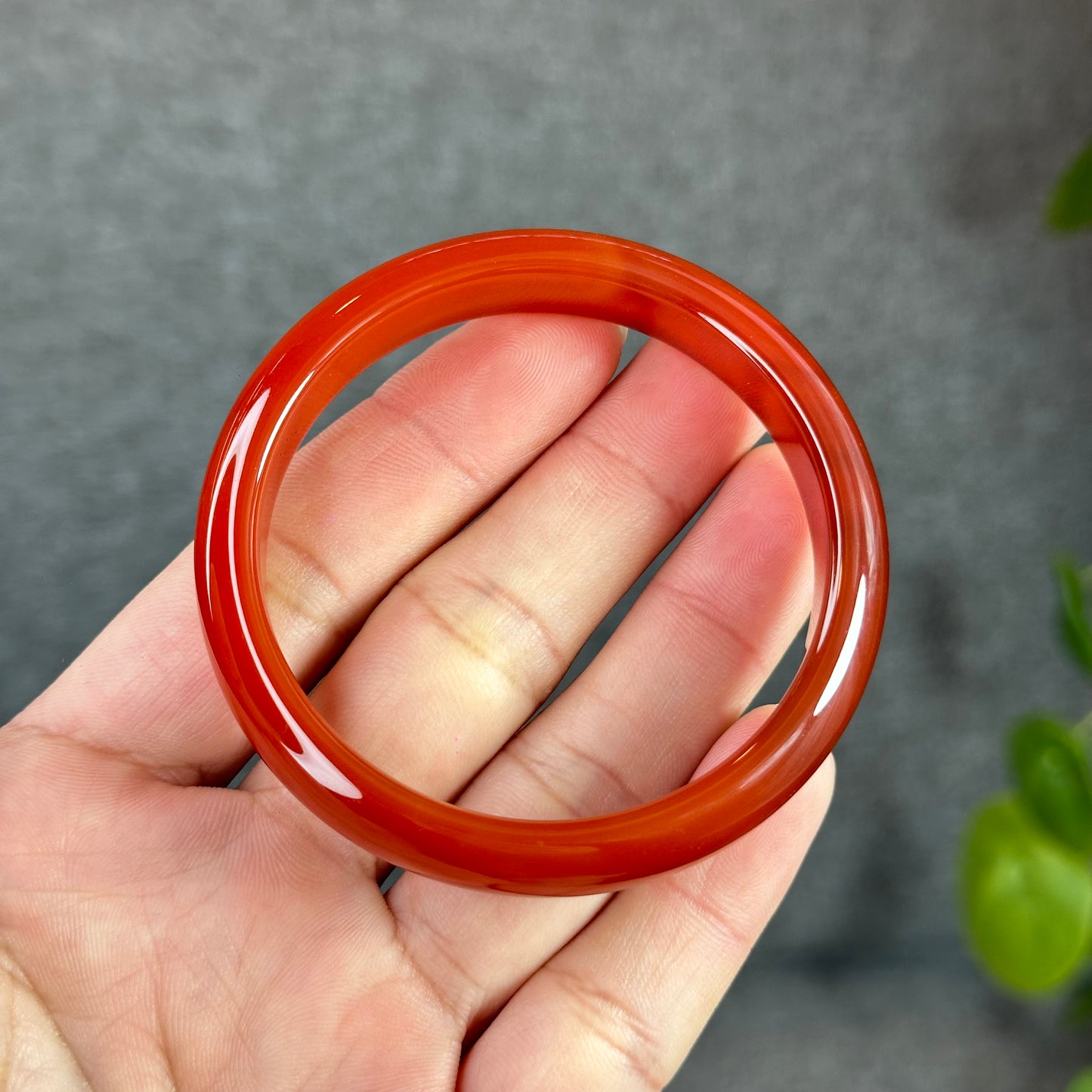 Red Agate Bangle Leaf Style Size 55.3 mm