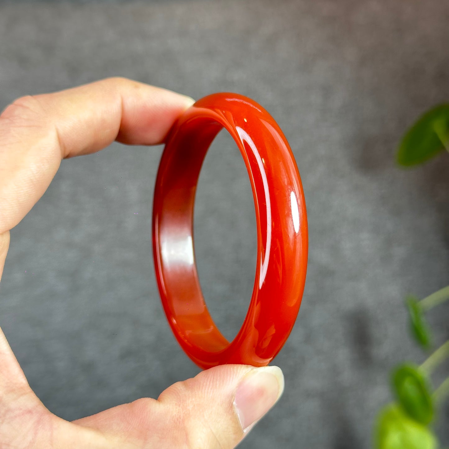 Red Agate Bangle Leaf Style Size 55.3 mm