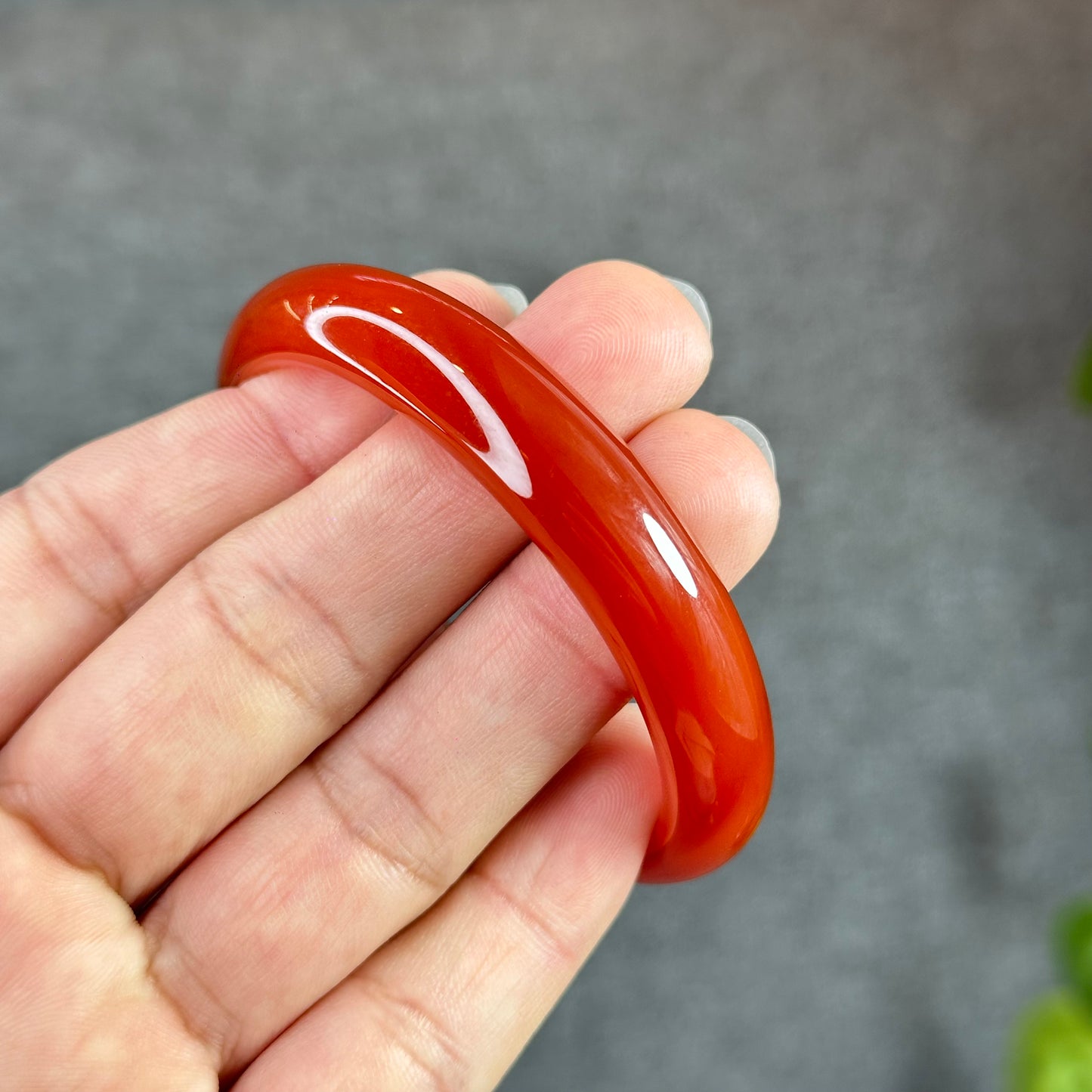 Red Agate Bangle Leaf Style Size 55.3 mm