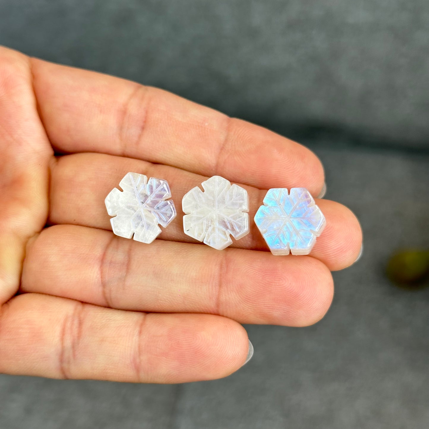 Natural Moonstone Snowflake Charm