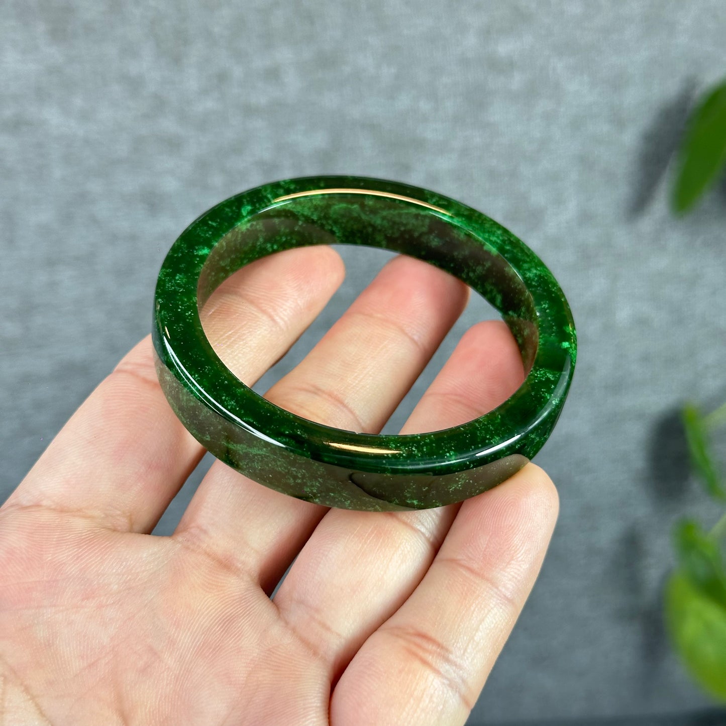 Natural Nephrite Jade VIP Banlge Square Style Size 53.5 mm