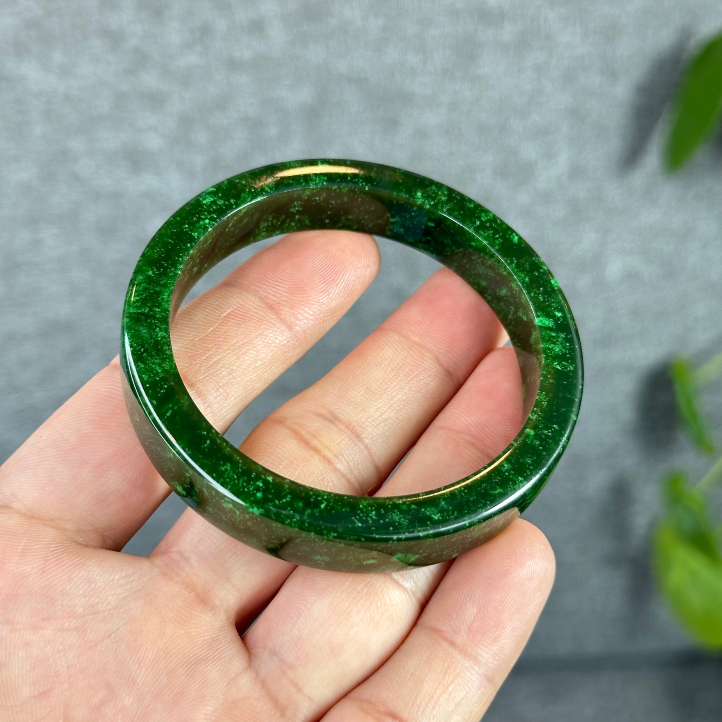 Natural Nephrite Jade VIP Banlge Square Style Size 53.5 mm