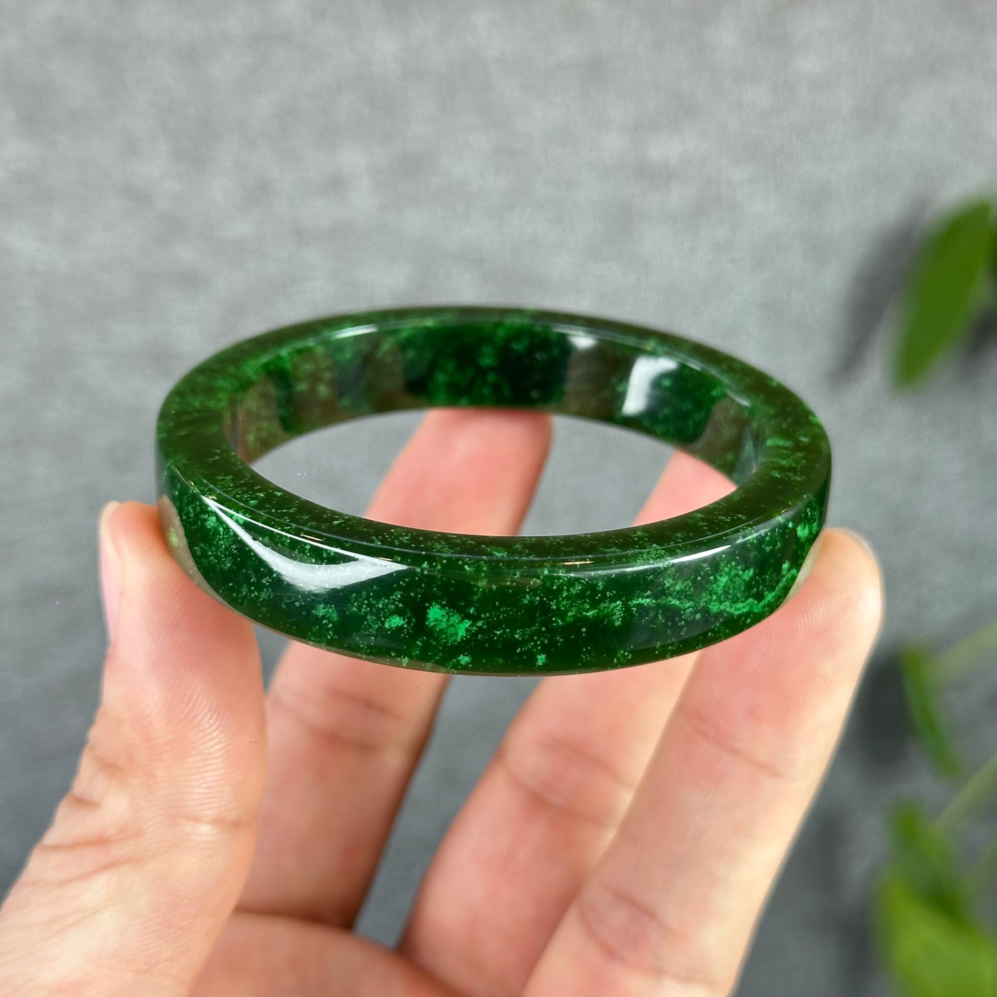 Natural Nephrite Jade VIP Banlge Square Style Size 53.5 mm